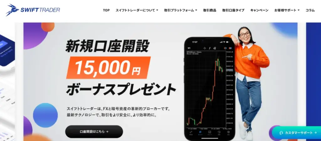 口座開設ボーナスを提供する海外FX業者のSwiftTrader