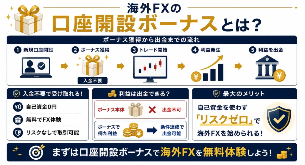 海外FXの口座開設ボーナス（新規口座開設ボーナス・未入金ボーナス）を解説