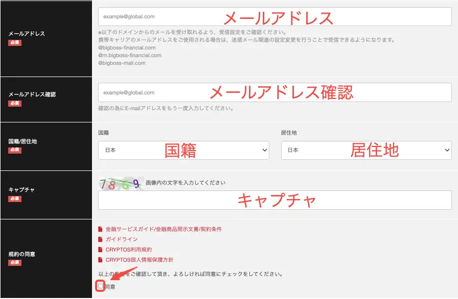 必要事項を入力