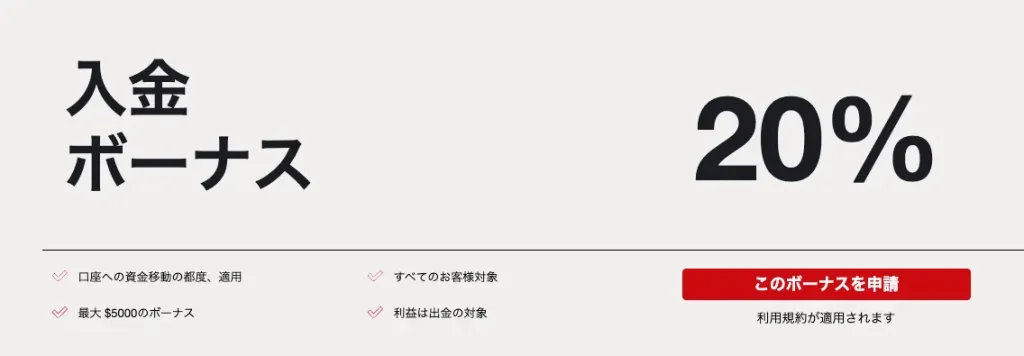 HFMの20%入金ボーナス