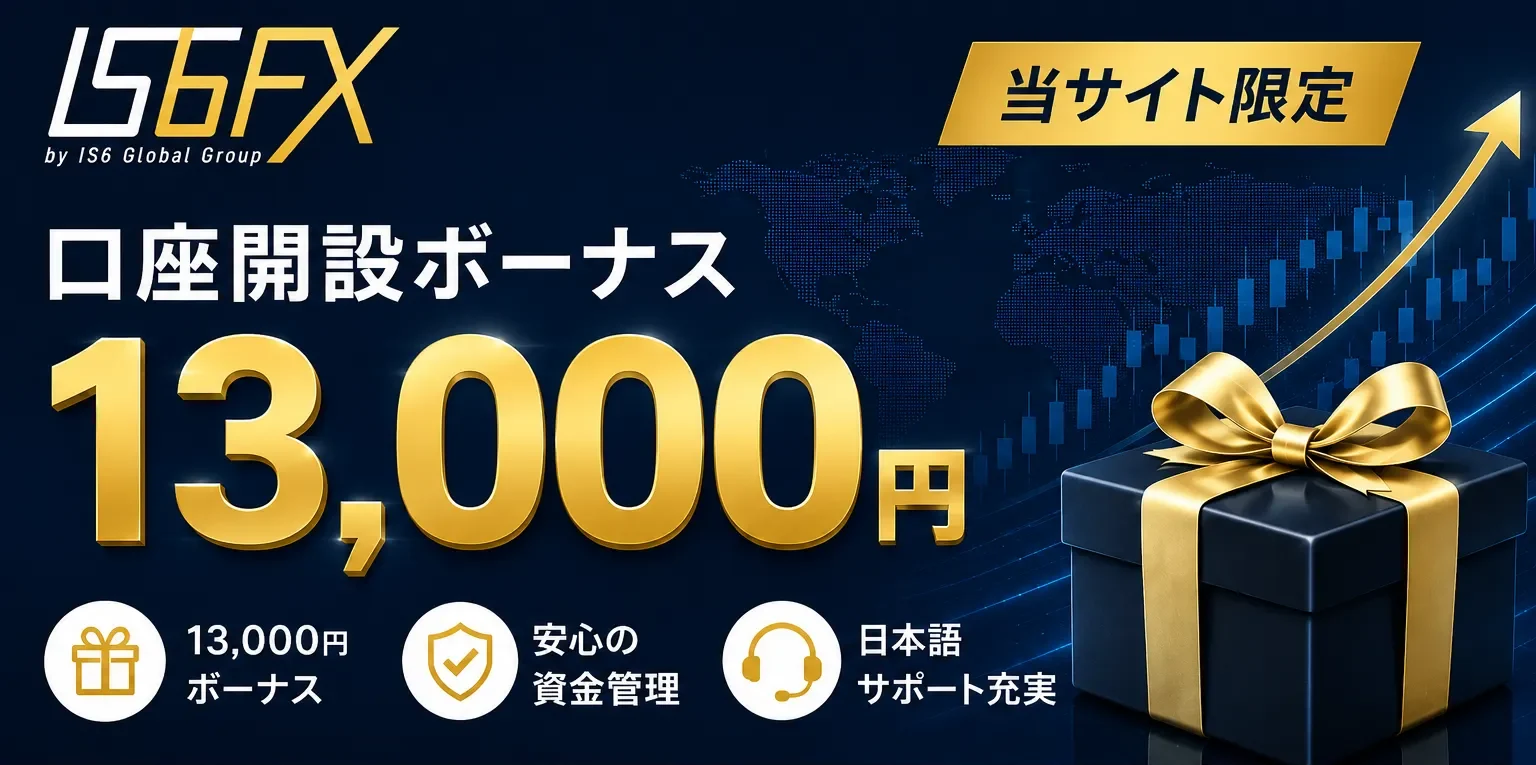海外FXの口座開設ボーナスおすすめ比較ランキング10位はIS6FX