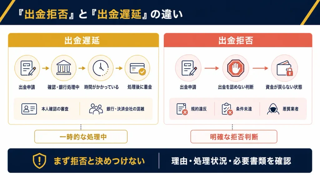 出金拒否」と「出金遅延」の違い