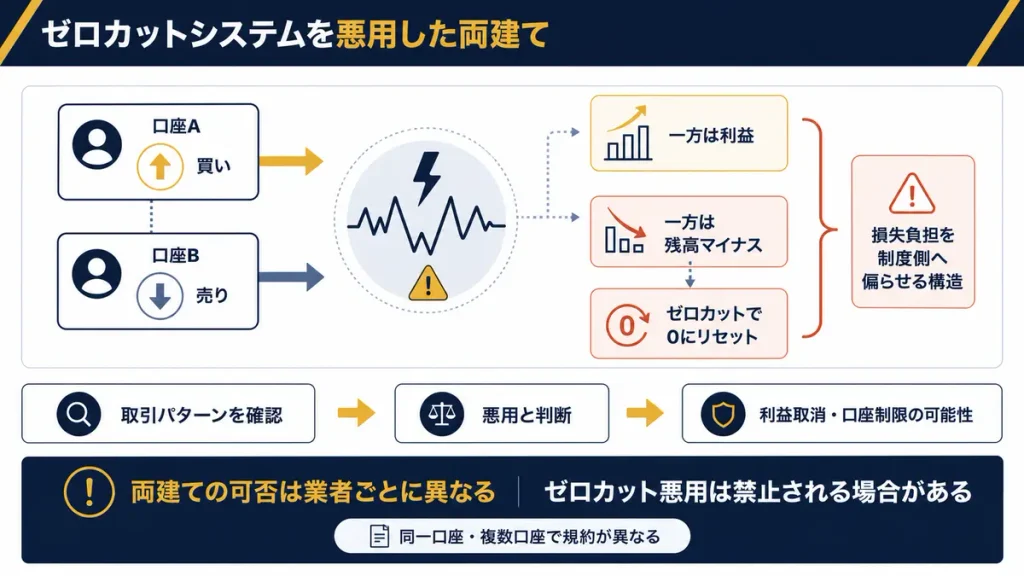 ゼロカットシステムを悪用した両建て