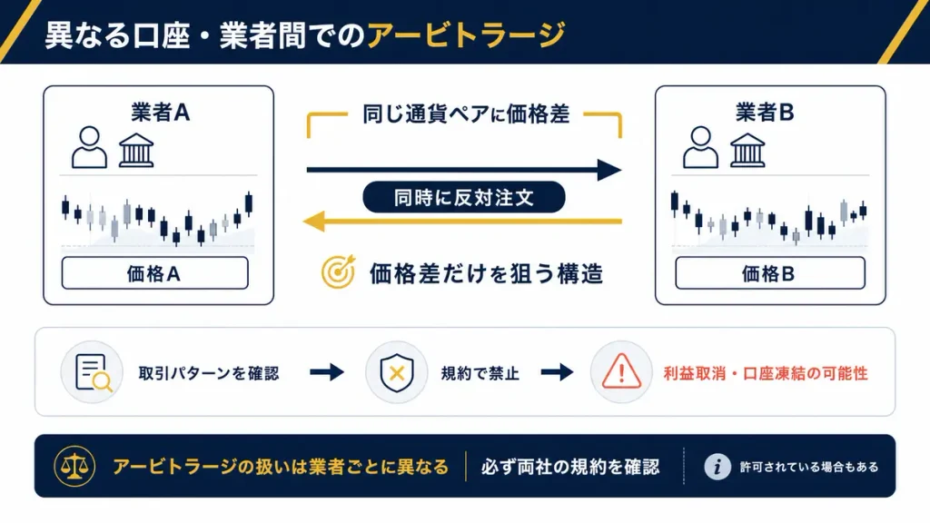 異なる口座・業者間でのアービトラージ