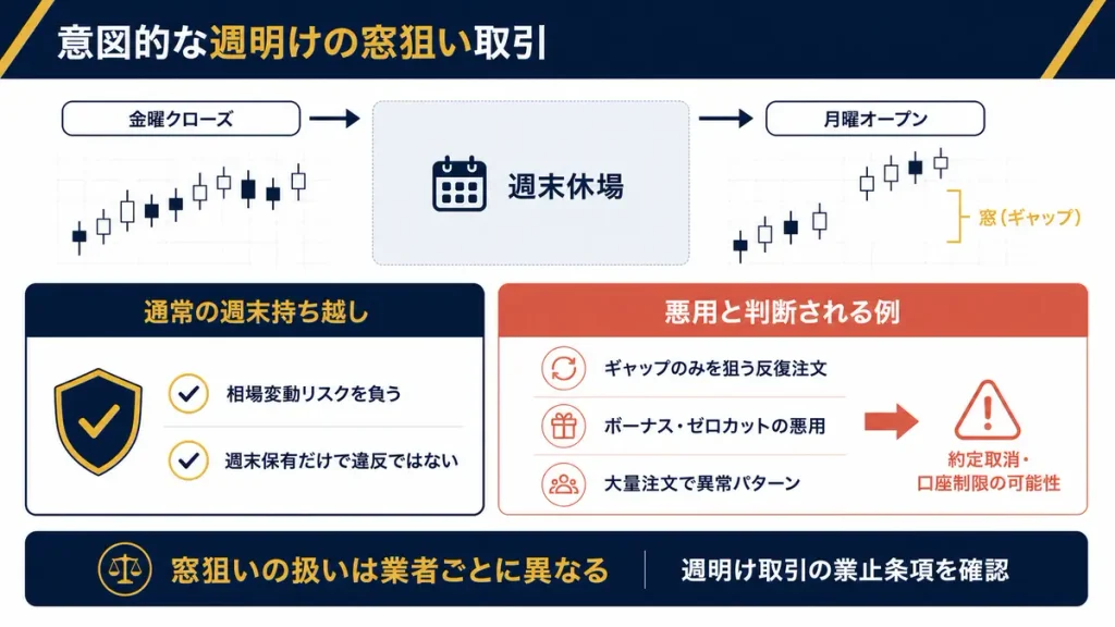 意図的な週明けの窓狙い取引